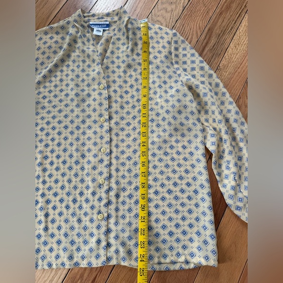 PENDLETON Provence Women’s Sz 10 Yellow Geometric V-neck Long Sleeves Blouse NWT - Picture 10 of 13